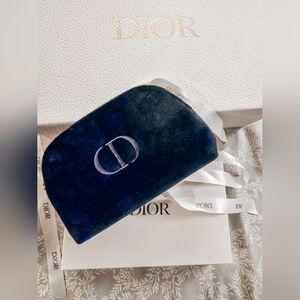 NWT Christian Dior Blue Velvet Makeup Bag